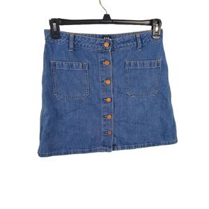 Gap Denim Skirt 28 Womens Mini Button Front Blue A Line Pencil Summer